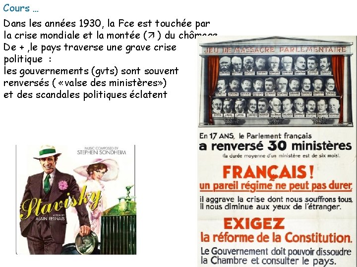 Cours … Dans les années 1930, la Fce est touchée par la crise mondiale