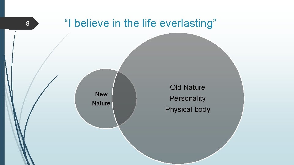 8 “I believe in the life everlasting” New Nature Old Nature Personality Physical body