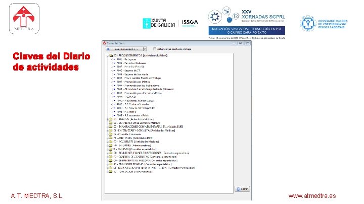 software para los servicios de prevención Claves del Diario de actividades A. T. MEDTRA,