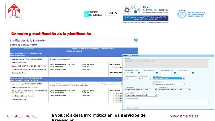 software para los servicios de prevención Consulta y modificación de la planificación A. T.