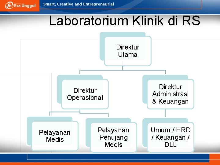 Laboratorium Klinik di RS Direktur Utama Direktur Operasional Pelayanan Medis Pelayanan Penujang Medis Direktur