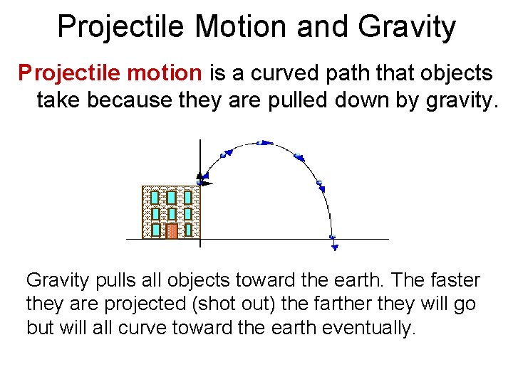 Projectile Motion and Gravity Projectile motion is a curved path that objects take because