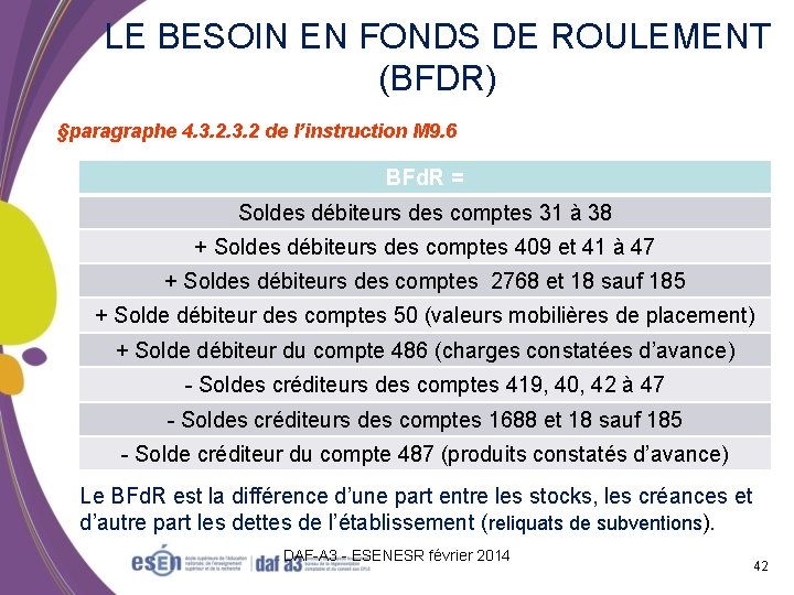 LE BESOIN EN FONDS DE ROULEMENT (BFDR) §paragraphe 4. 3. 2 de l’instruction M