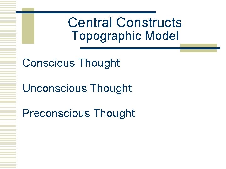 Central Constructs Topographic Model Conscious Thought Unconscious Thought Preconscious Thought 