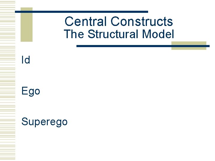 Central Constructs The Structural Model Id Ego Superego 