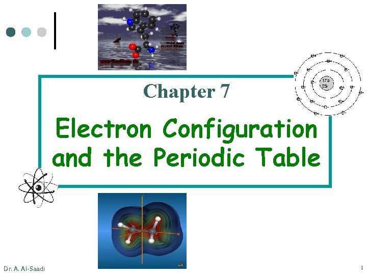 Chapter 7 Electron Configuration and the Periodic Table Dr. A. Al-Saadi 1 