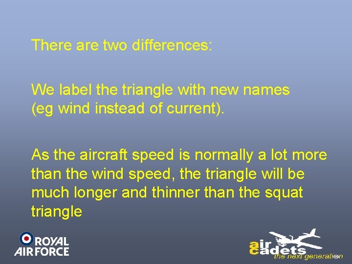 There are two differences: We label the triangle with new names (eg wind instead