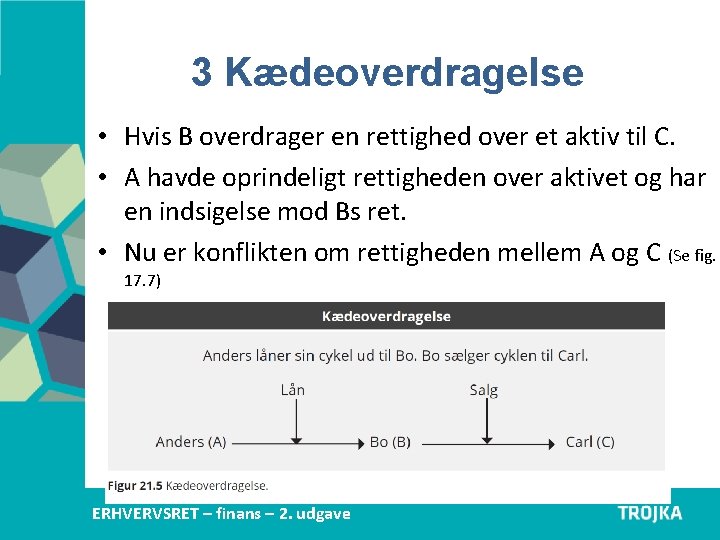 3 Kædeoverdragelse • Hvis B overdrager en rettighed over et aktiv til C. •