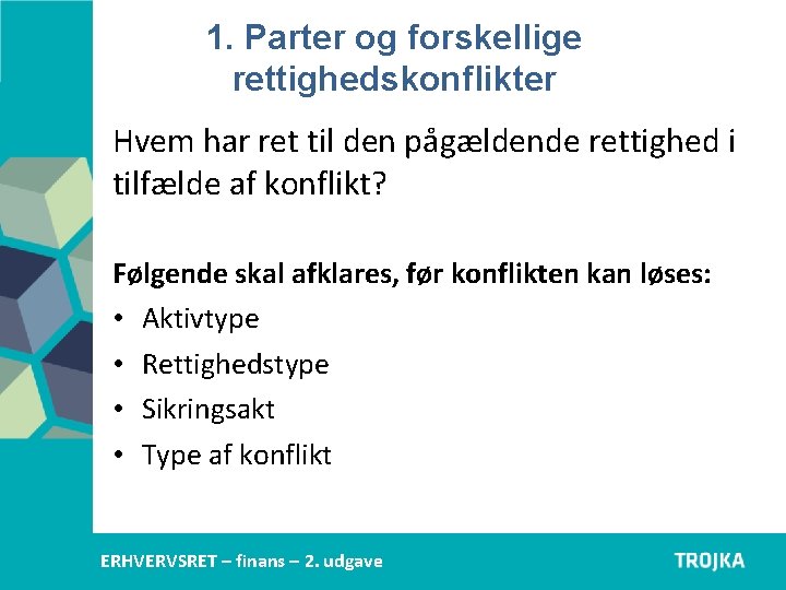 1. Parter og forskellige rettighedskonflikter Hvem har ret til den pågældende rettighed i tilfælde