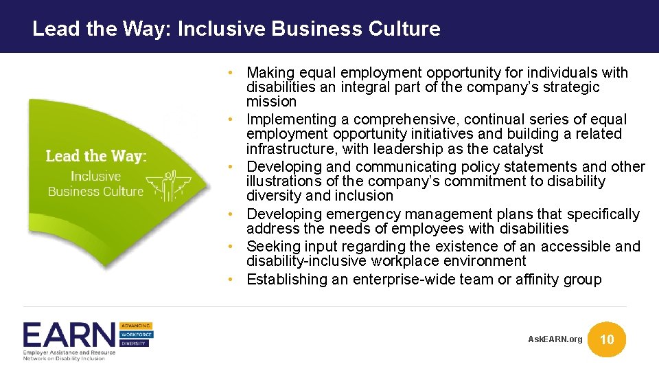 Lead the Way: Inclusive Business Culture • Making equal employment opportunity for individuals with