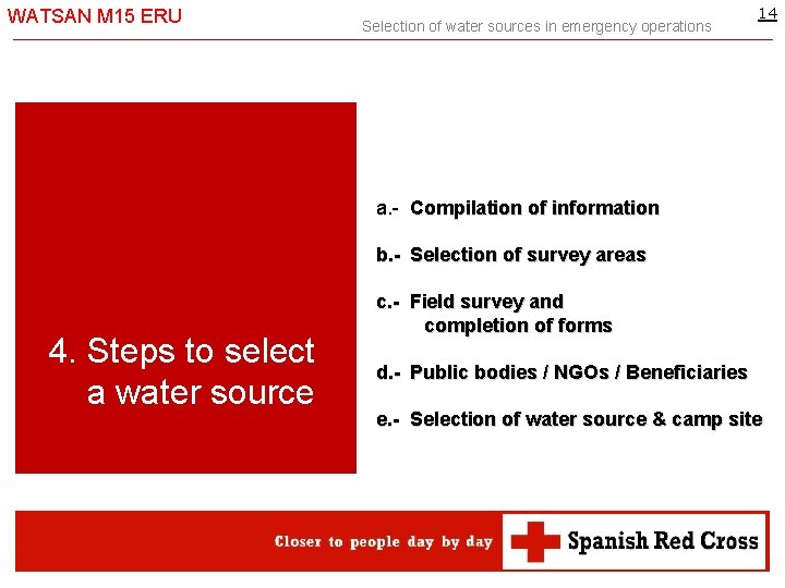 WATSAN M 15 ERU Selection of water sources in emergency operations 14 a. -