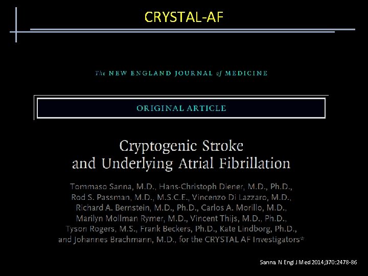 CRYSTAL-AF Sanna. N Engl J Med 2014; 370: 2478 -86 