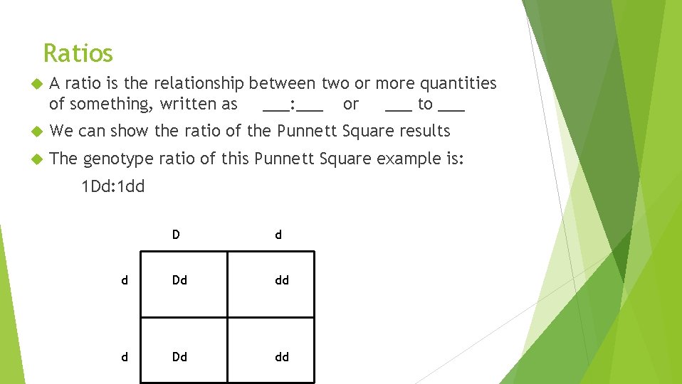 Ratios A ratio is the relationship between two or more quantities of something, written