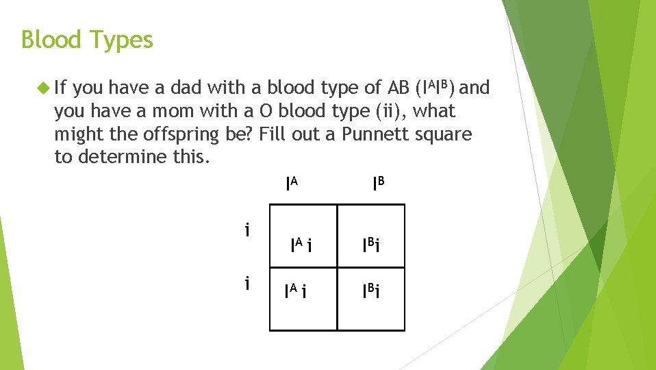 Blood Types If you have a dad with a blood type of AB (IAIB)