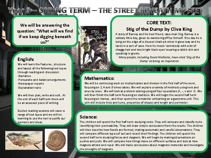 Year 3 – SPRING TERM – THE STREET BENEATH MY FEET CORE TEXT: Stig