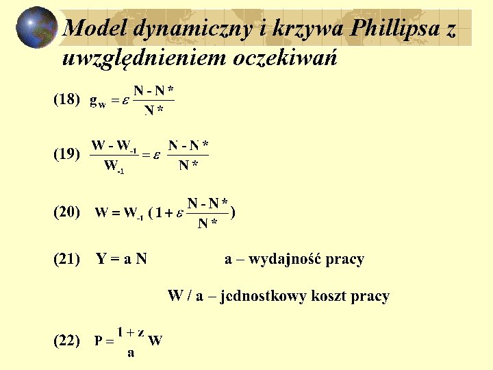 Model dynamiczny i krzywa Phillipsa z uwzględnieniem oczekiwań 