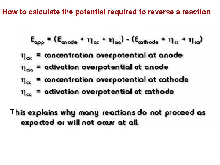 How to calculate the potential required to reverse a reaction T 