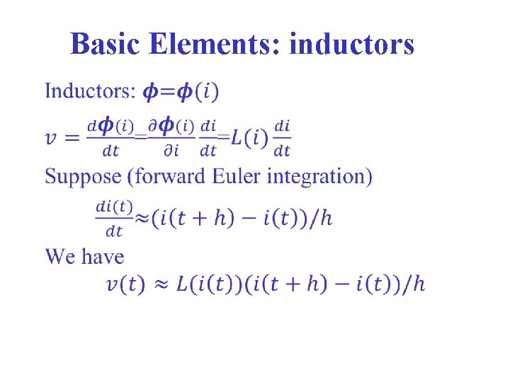 Basic Elements: inductors • 