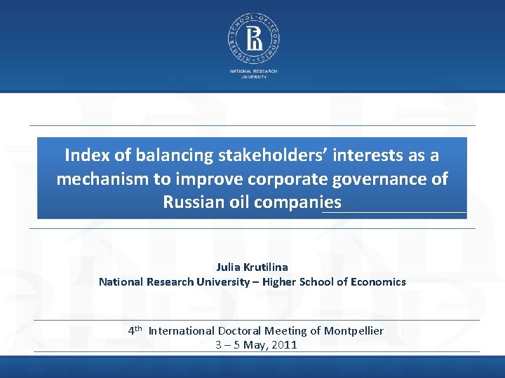 Index of balancing stakeholders’ interests as a mechanism to improve corporate governance of Russian