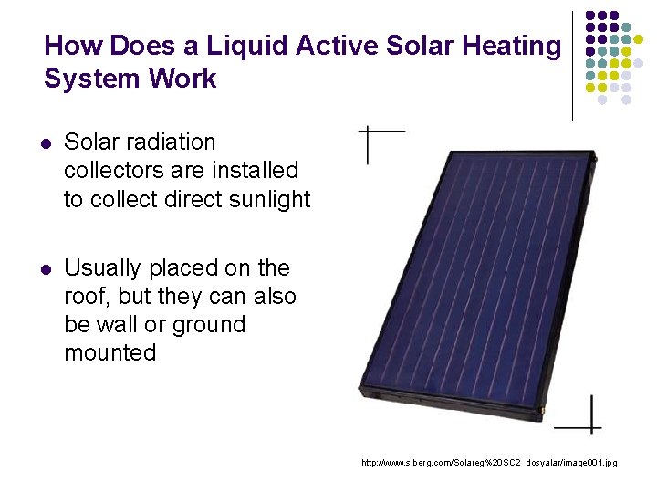 How Does a Liquid Active Solar Heating System Work l Solar radiation collectors are