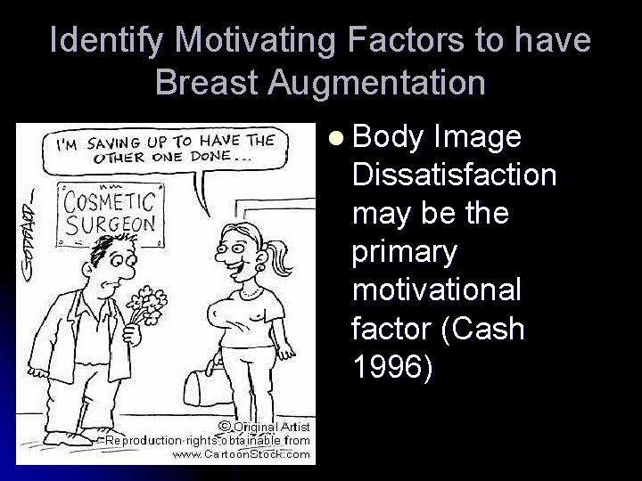 Identify Motivating Factors to have Breast Augmentation l Body Image Dissatisfaction may be the