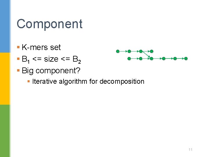 Component § K-mers set § B 1 <= size <= B 2 § Big