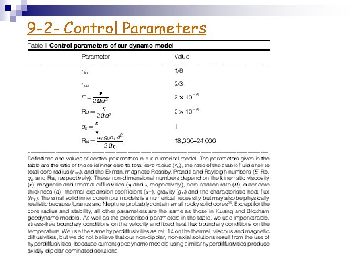 9 -2 - Control Parameters 