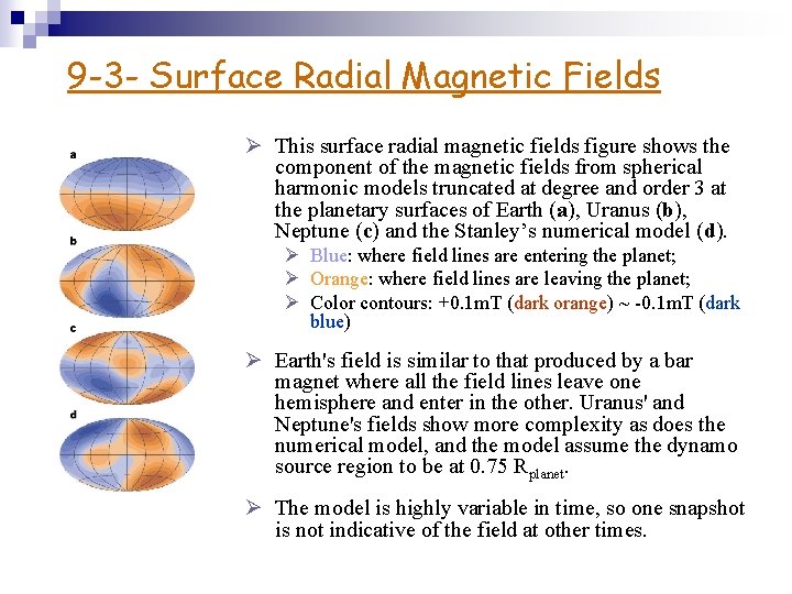 9 -3 - Surface Radial Magnetic Fields Ø This surface radial magnetic fields figure