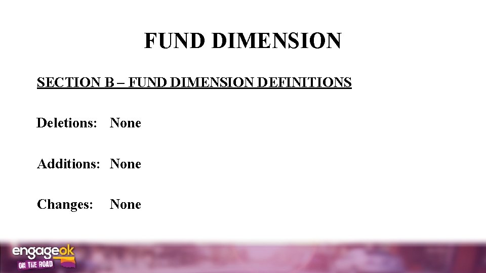 FUND DIMENSION SECTION B – FUND DIMENSION DEFINITIONS Deletions: None Additions: None Changes: None