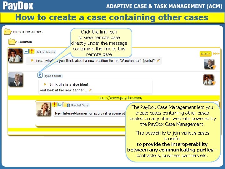 How to create a case containing other cases Click the link icon to view
