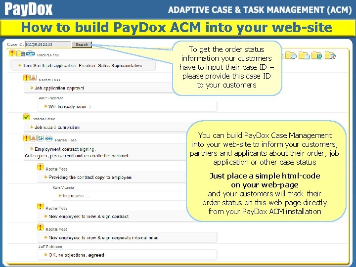 How to build Pay. Dox ACM into your web-site To get the order status