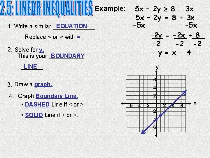 Example: EQUATION 1. Write a similar _______. Replace < or > with =. 2.