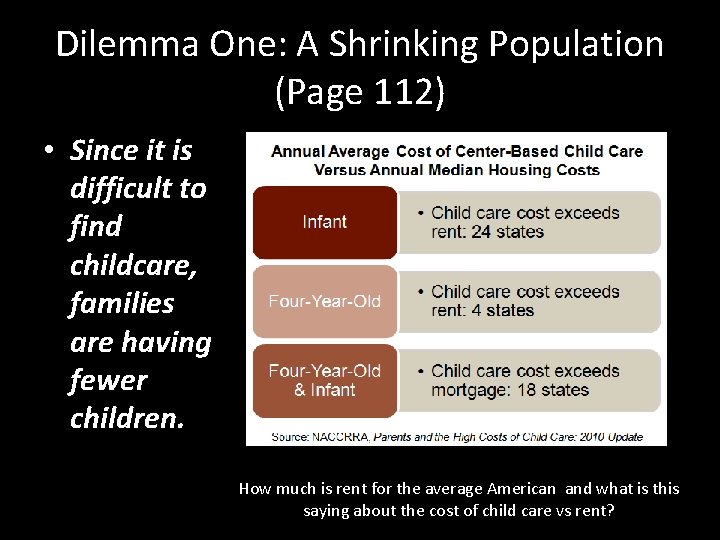 Dilemma One: A Shrinking Population (Page 112) • Since it is difficult to find