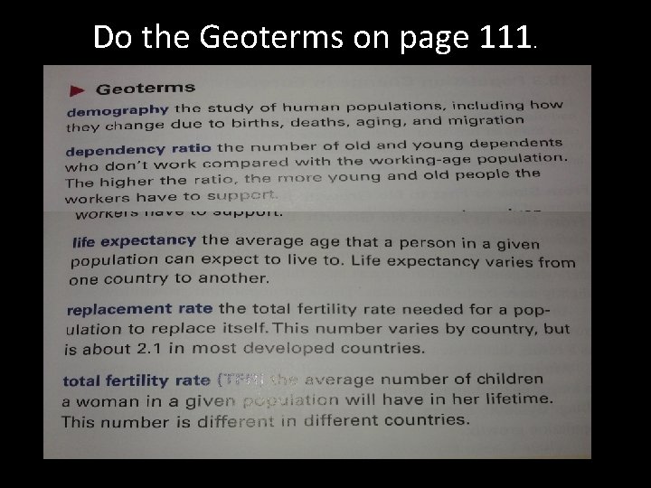 Do the Geoterms on page 111. 