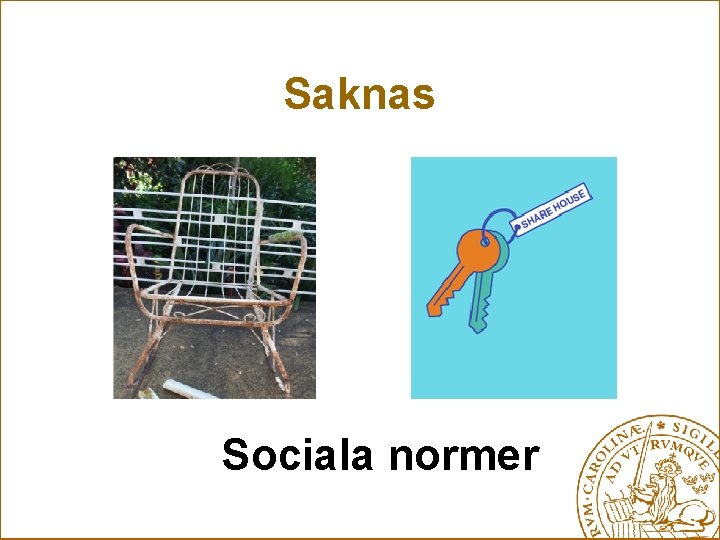 Saknas Sociala normer 