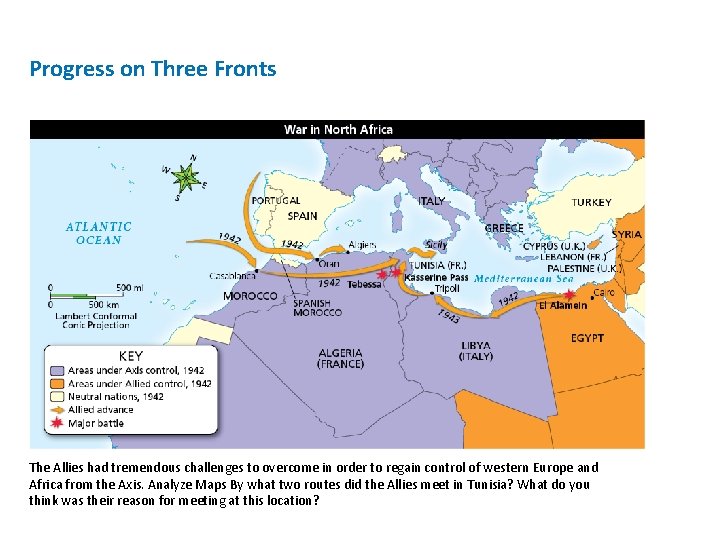 Progress on Three Fronts The Allies had tremendous challenges to overcome in order to