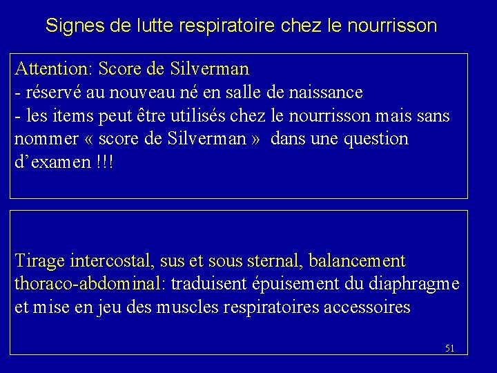 Signes de lutte respiratoire chez le nourrisson Attention: Score de Silverman - réservé au