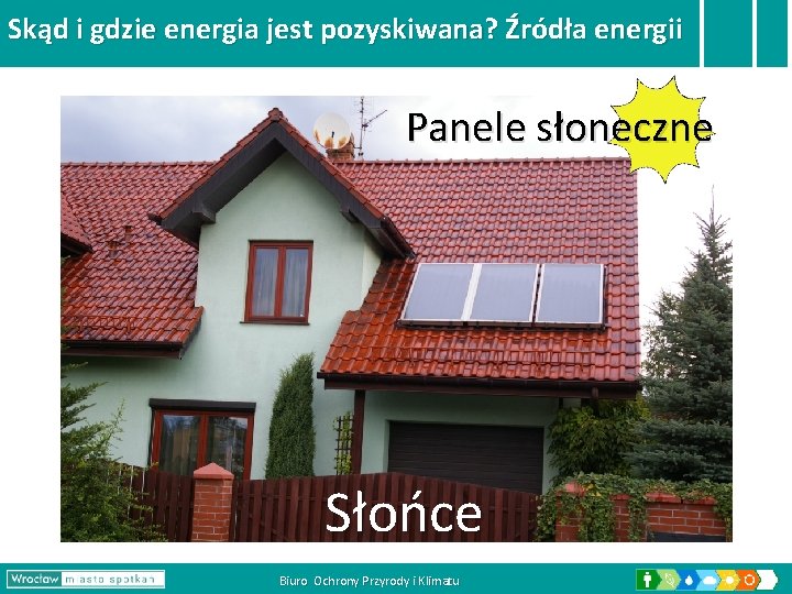 Skąd i gdzie energia jest pozyskiwana? Źródła energii Panele słoneczne Słońce Biuro Ochrony Przyrody