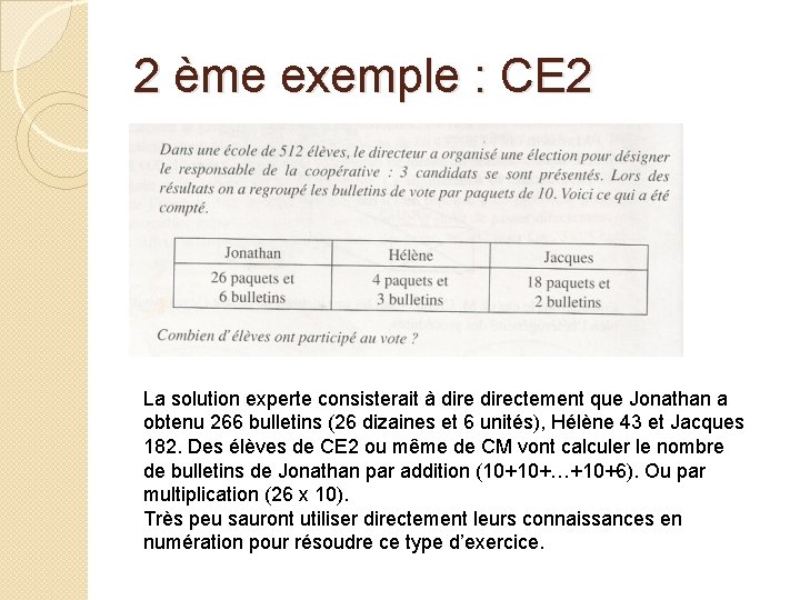 2 ème exemple : CE 2 La solution experte consisterait à directement que Jonathan 2 ème exemple : CE 2 La solution experte consisterait à directement que Jonathan