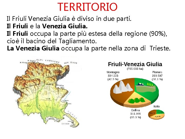 TERRITORIO Il Friuli Venezia Giulia è diviso in due parti. Il Friuli e la
