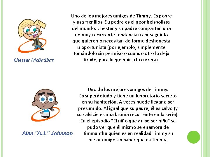 Chester Mc. Badbat Uno de los mejores amigos de Timmy. Es pobre y usa