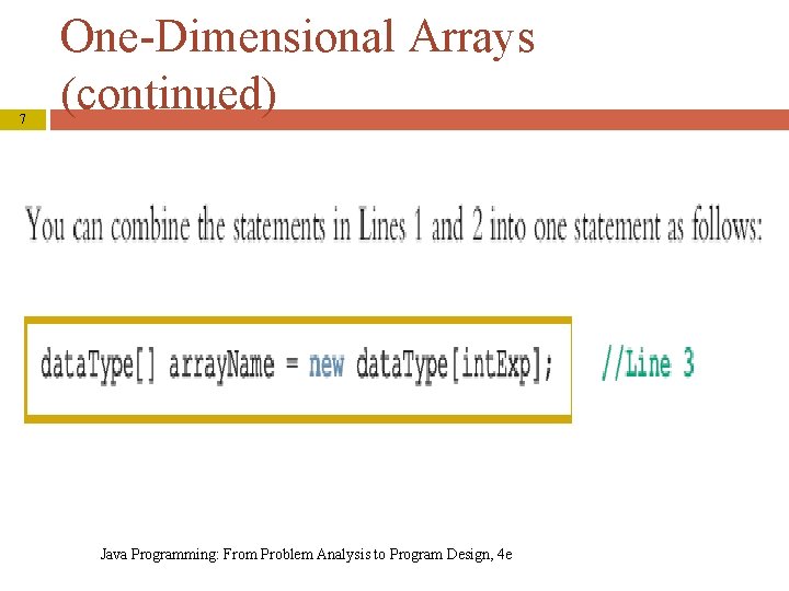 7 One-Dimensional Arrays (continued) Java Programming: From Problem Analysis to Program Design, 4 e
