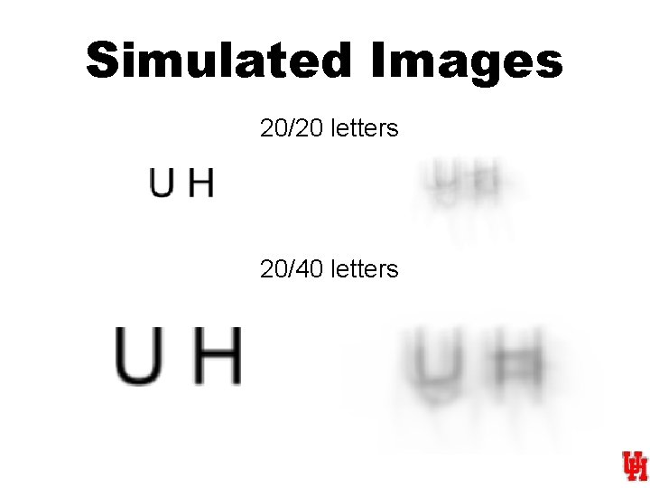 Simulated Images 20/20 letters 20/40 letters 