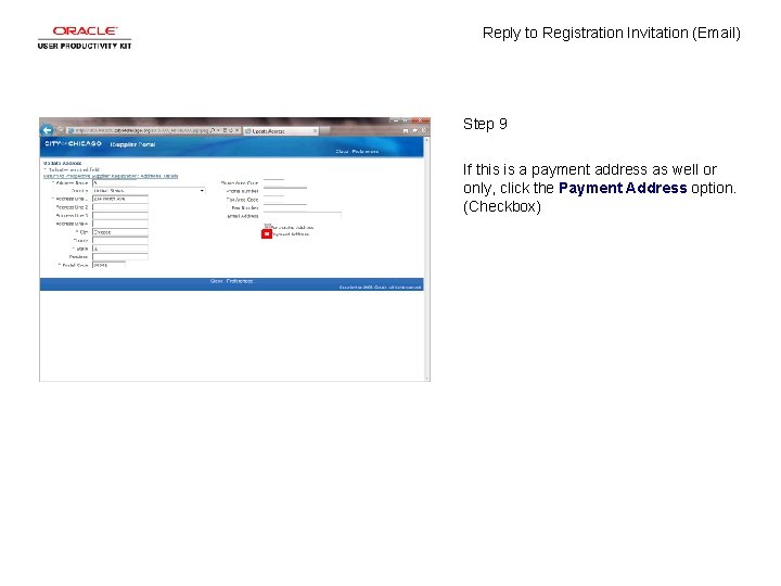 Reply to Registration Invitation (Email) Step 9 If this is a payment address as