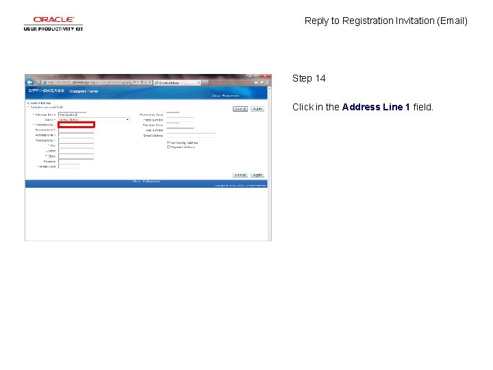 Reply to Registration Invitation (Email) Step 14 Click in the Address Line 1 field.