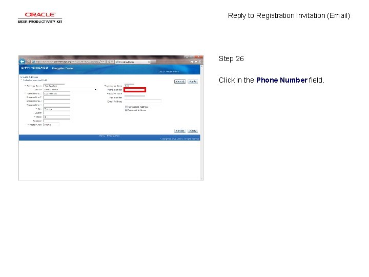 Reply to Registration Invitation (Email) Step 26 Click in the Phone Number field. 