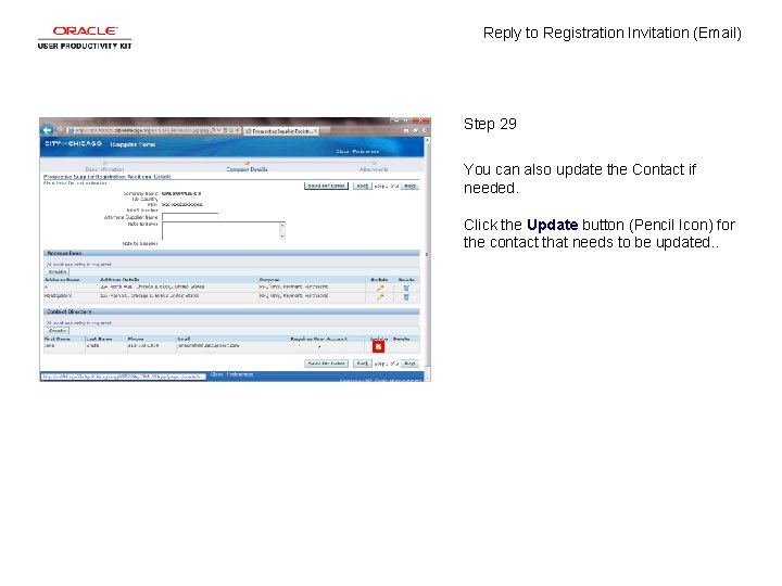 Reply to Registration Invitation (Email) Step 29 You can also update the Contact if