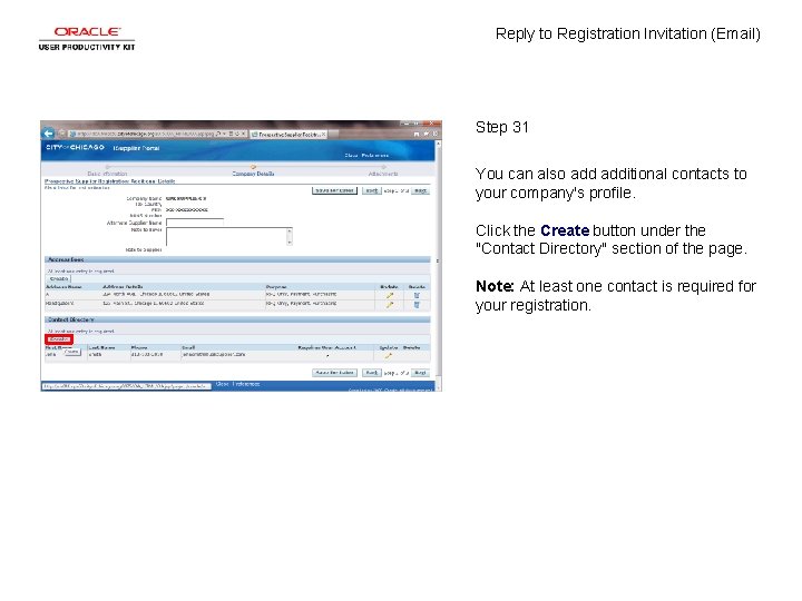 Reply to Registration Invitation (Email) Step 31 You can also additional contacts to your