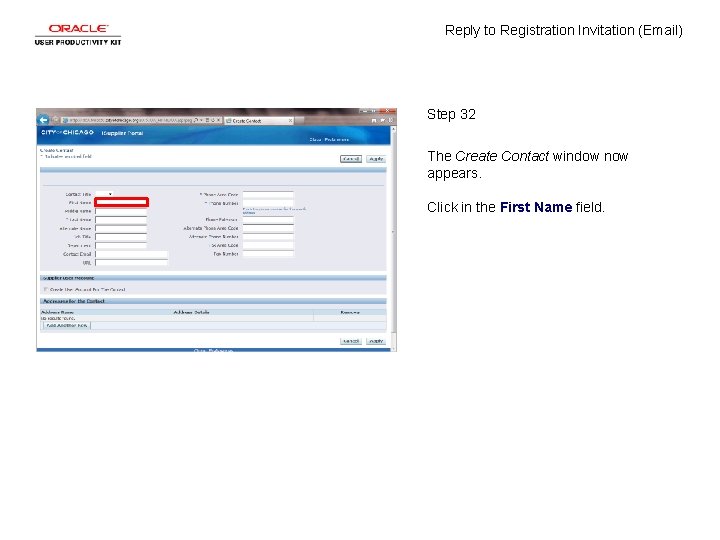 Reply to Registration Invitation (Email) Step 32 The Create Contact window now appears. Click