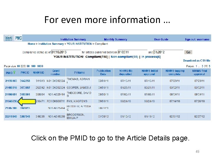 For even more information … Click on the PMID to go to the Article